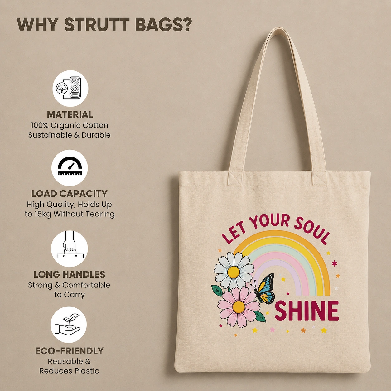 Anayat Cotton Tote Bag – Let Your Soul Shine - Image 2