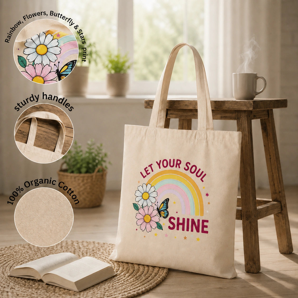 Anayat Cotton Tote Bag – Let Your Soul Shine - Image 6