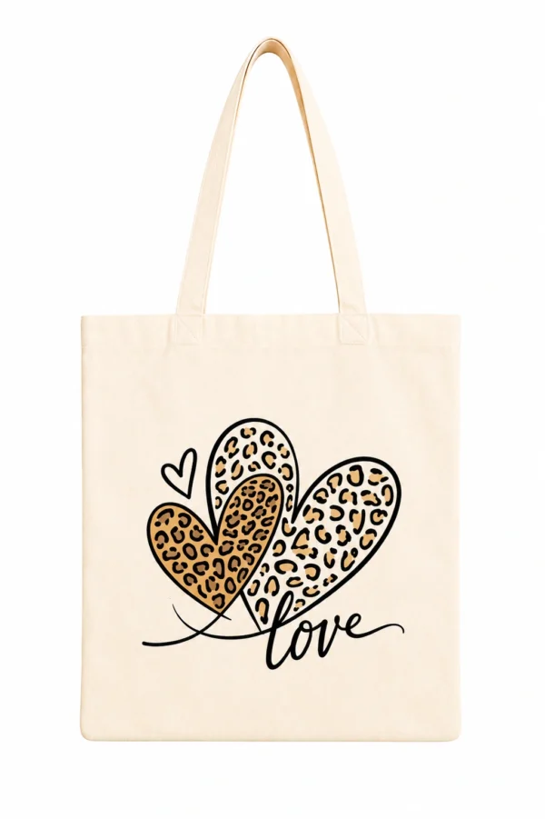 Anayat Cotton Tote Bag – Leopard Heart Love