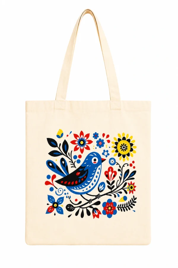 Anayat Cotton Tote Bag – Folk Art Bird