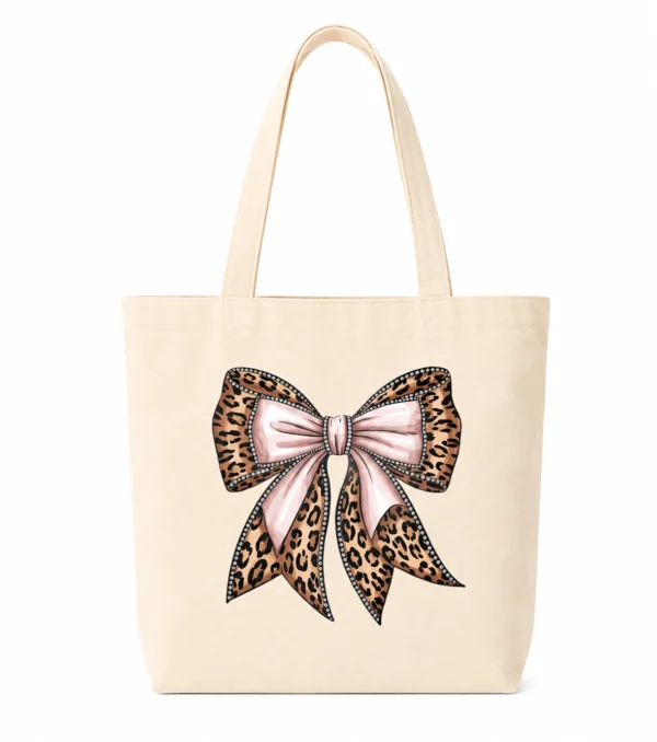 Anayat Cotton Tote Bag – Leopard Print Bow