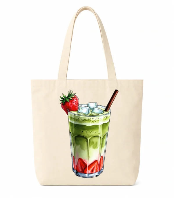Anayat Cotton Tote Bag – Iced Matcha Strawberry