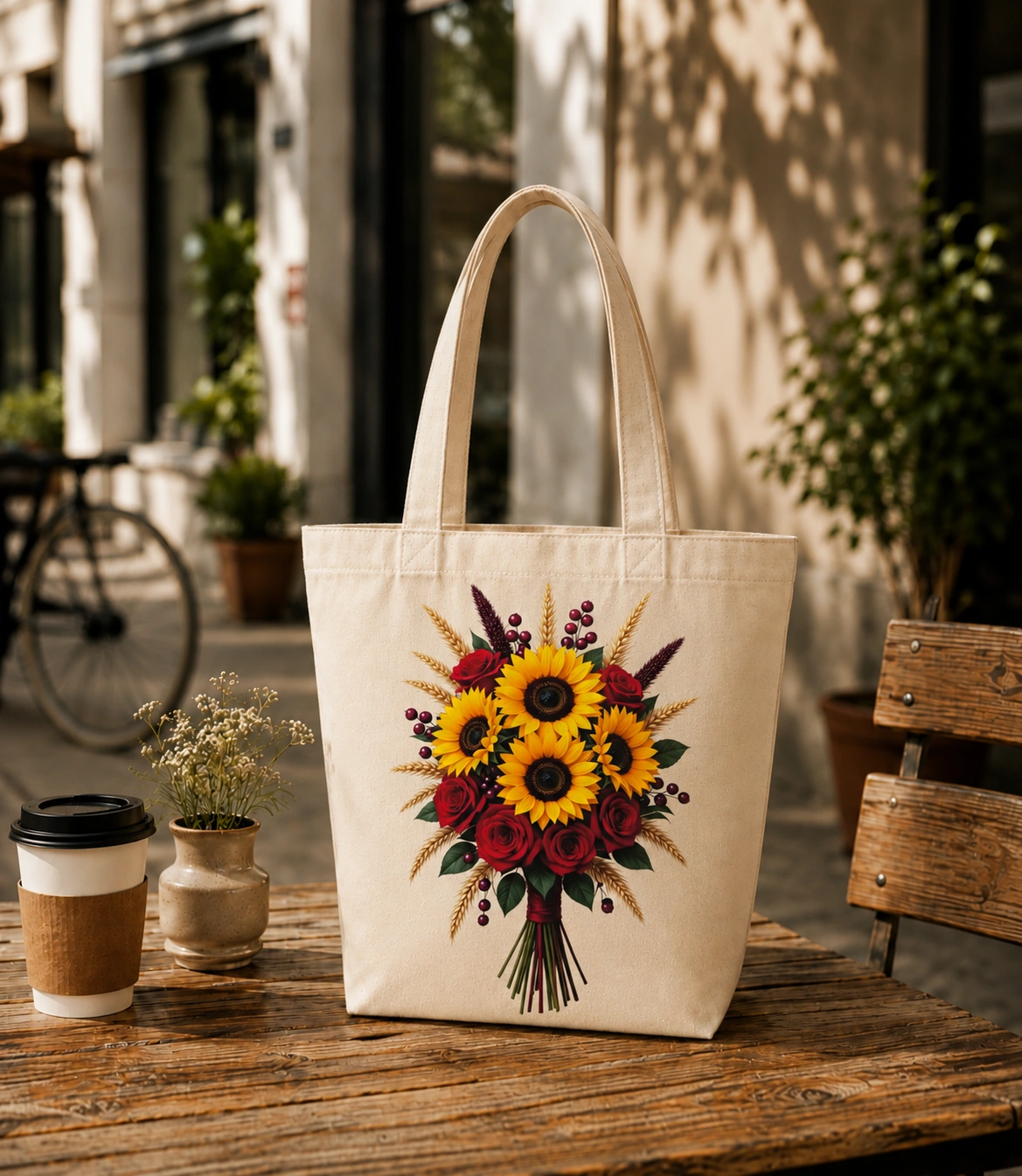 Anayat Cotton Tote Bag – Sunflower and Rose Harvest - Image 4