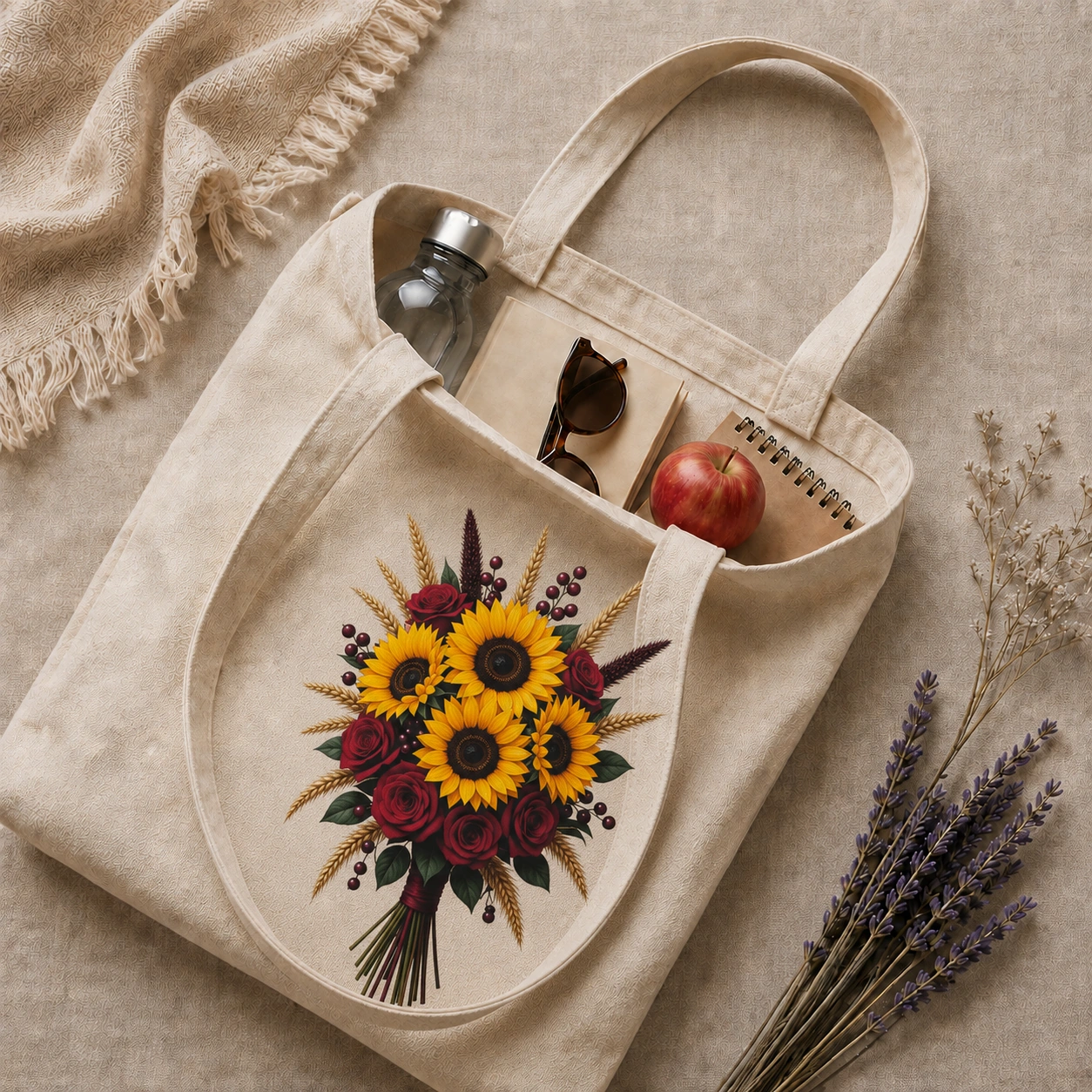 Anayat Cotton Tote Bag – Sunflower and Rose Harvest - Image 5
