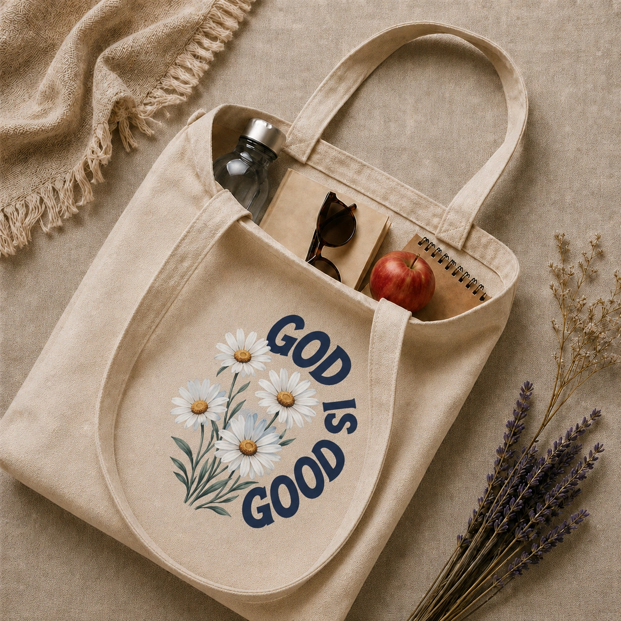 Anayat Cotton Tote Bag – God Is Good Floral - Image 5