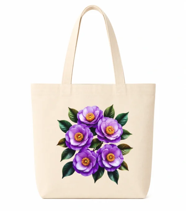 Anayat Cotton Tote Bag – Purple Floral Bouquet