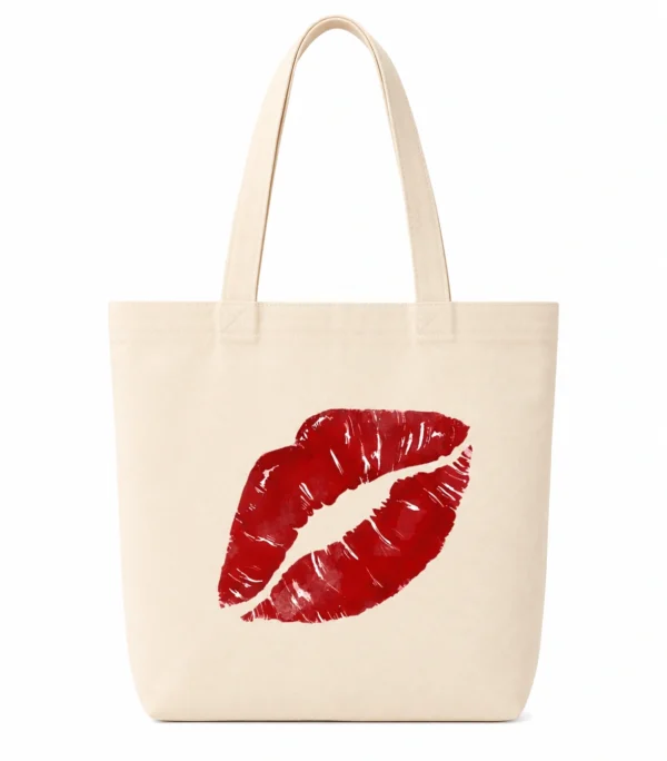 Anayat Cotton Tote Bag – Red Lipstick Kiss