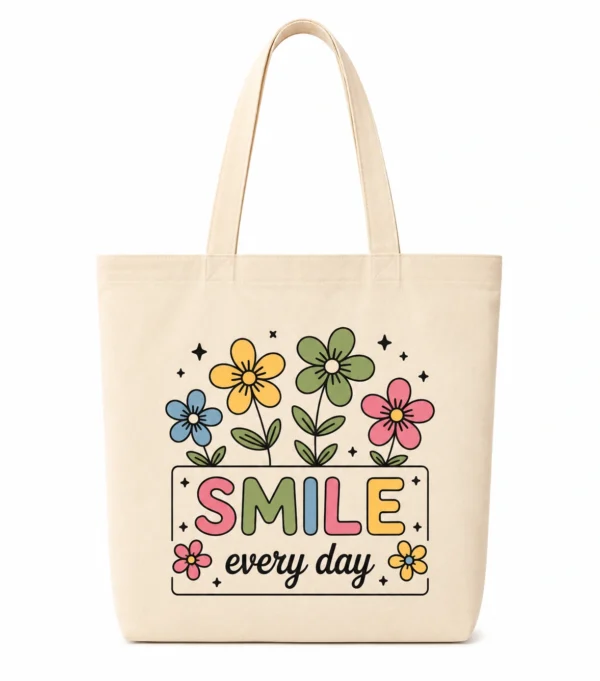 Anayat Cotton Tote Bag – Smile Every Day